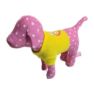 Victoria's Secret VS Pink Dog White Polka Dots Yellow Shirt Plush Stuffed Animal